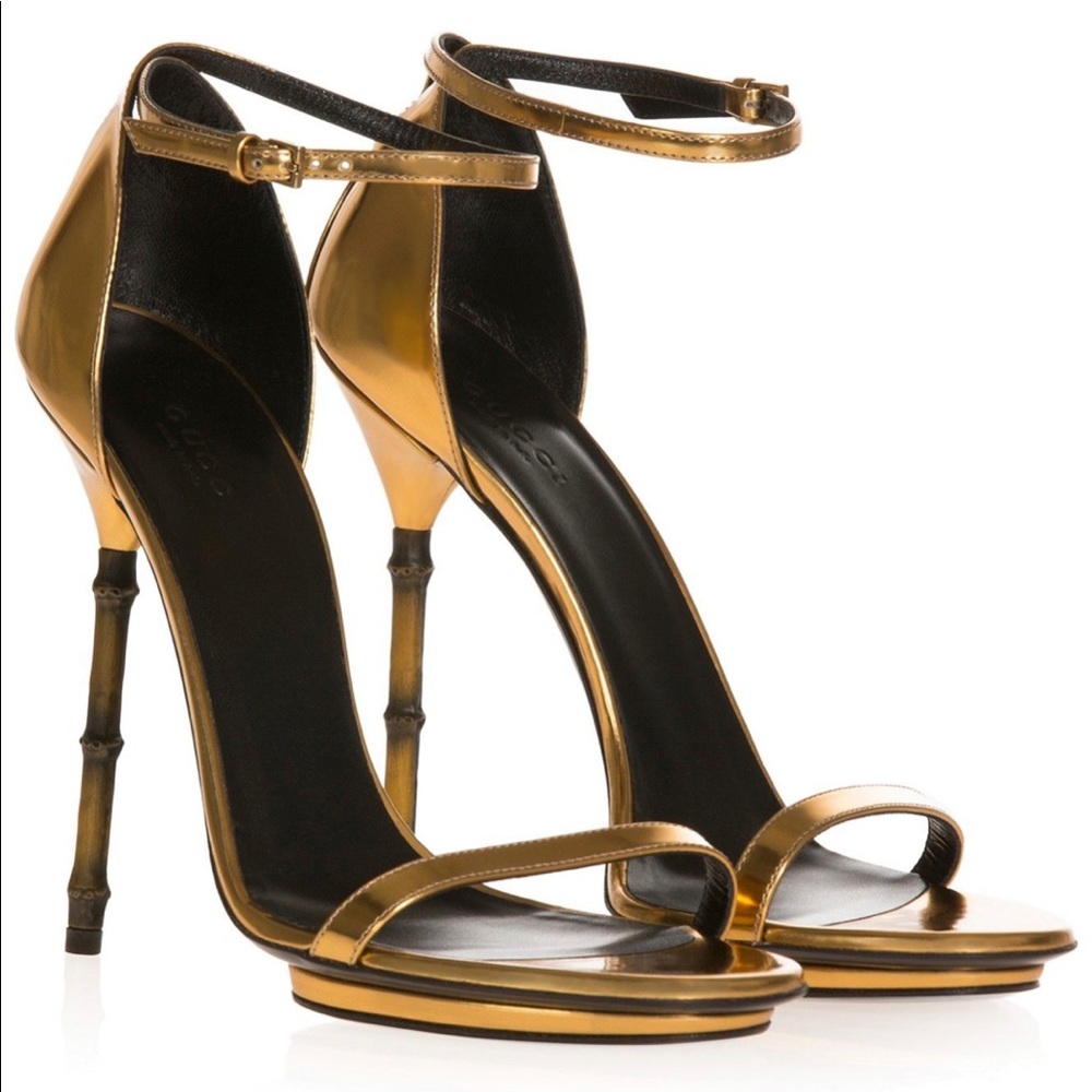 GUCCI GOLD BAMBO HEELS